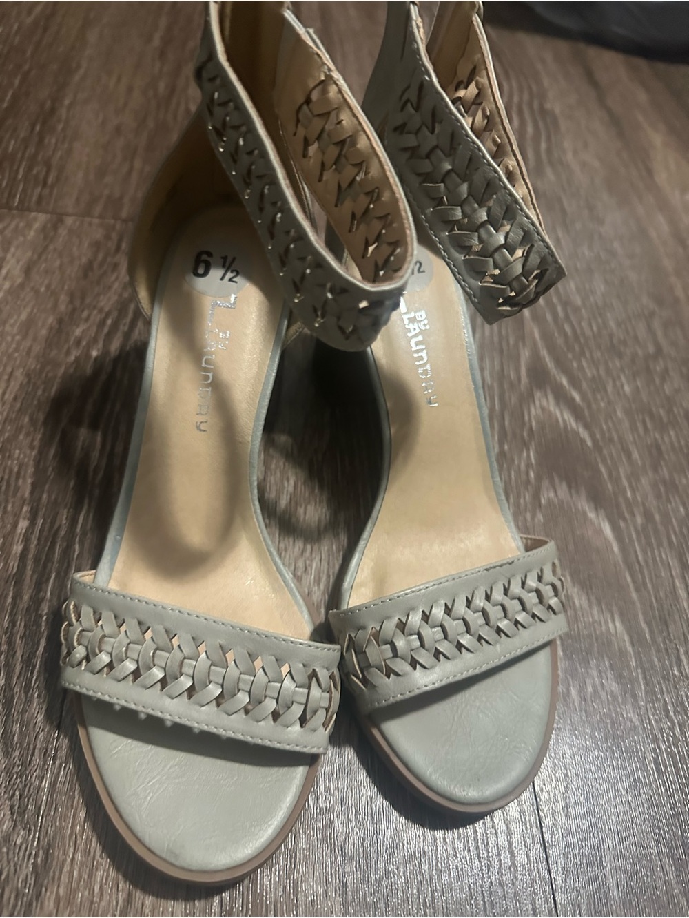 Laundry By Shelli Segal Braided Ankle-Strap Heels in Light Taupe